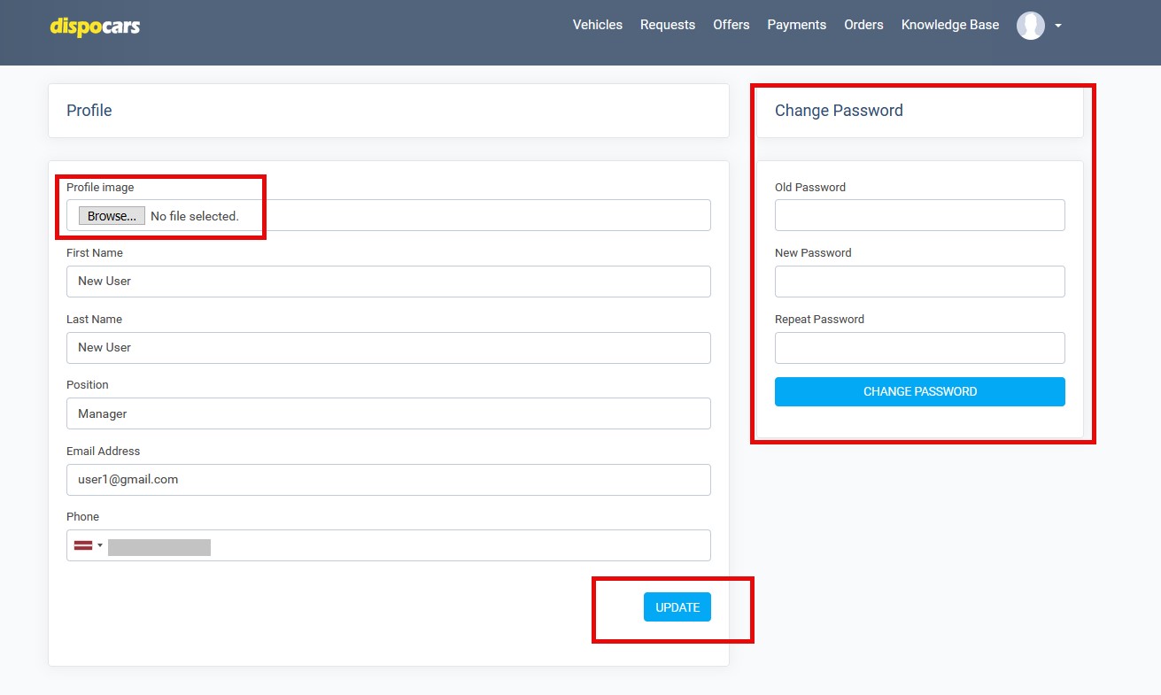 Dispocars edit profile